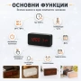 LED декоративен дървен дигитален настолен часовник с температура USB спалня офис светещ електронен, снимка 2