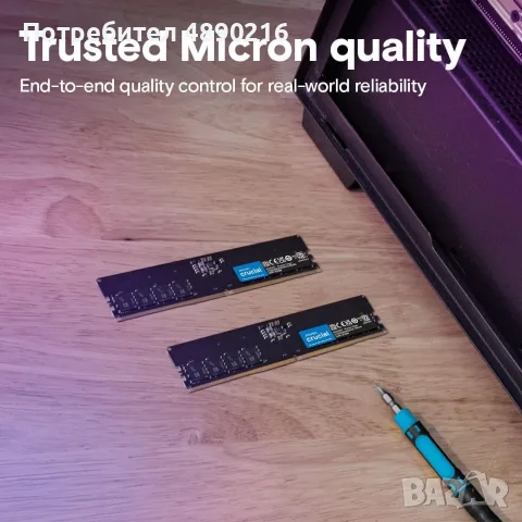 Памет DDR5 Crucial RAM Desktop 16GB 5600MHz, снимка 3 - RAM памет - 55605939