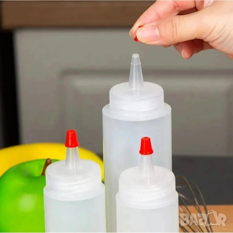 Гъвкава пластмасова бутилка с тънък накрайник тип squeeze bottle универсална с дозатор, снимка 2 - Други стоки за дома - 54345427
