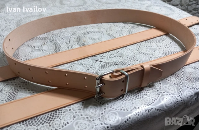 МАСИВЕН Мъжки колан (5 см ширина) – НАТУРАЛНА КОЖА – Двойна катарама, снимка 3 - Колани - 54126239