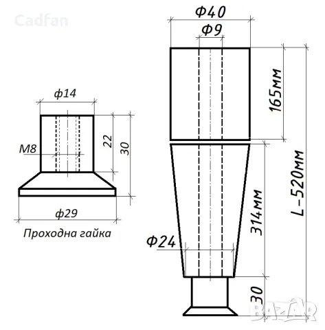Комплект крака за мебели масивно дърво, снимка 3 - Други - 55522996