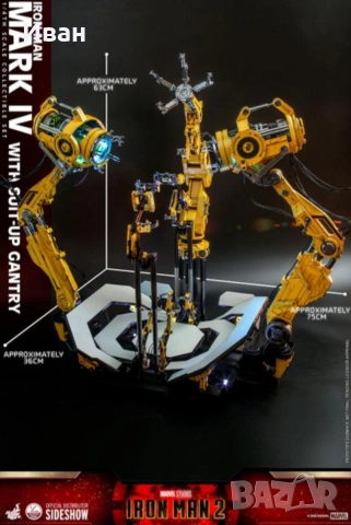 HOT TOYS DELUX Iron Man 2 QS021 Iron Man and Suit-Up Gantry 1/4 Scale Collectible Figure Set, снимка 11 - Колекции - 53999461