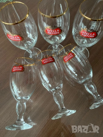 Комплект от 6 чаши за бира с логото на Stella Artois, снимка 4 - Чаши - 54766953