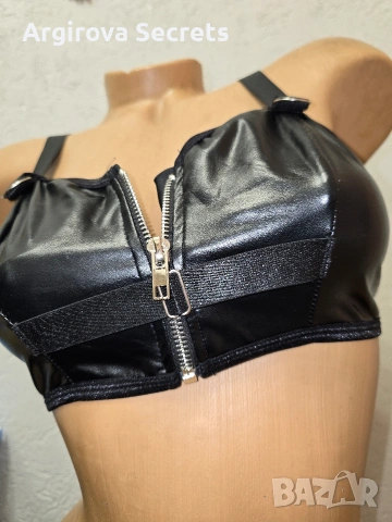 Кожен Сутиен с предно закопчаване 85/В, снимка 3 - Корсети, бюстиета, топове - 54357947