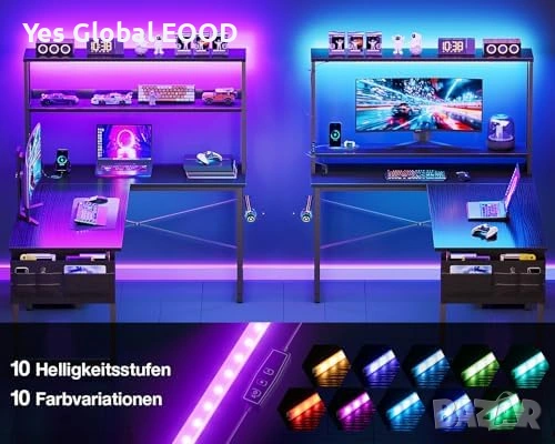 L бюро Coleshome LED 110x80 с контакти черно, снимка 4 - Маси - 54533435
