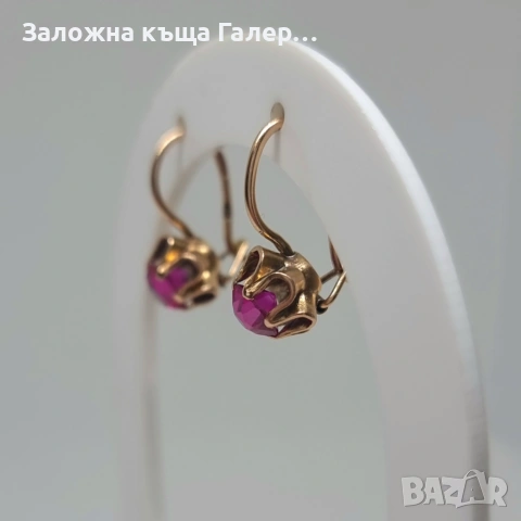 Златни обеци – съветско злато, проба 583, 2,72 г, снимка 2 - Обеци - 54680473