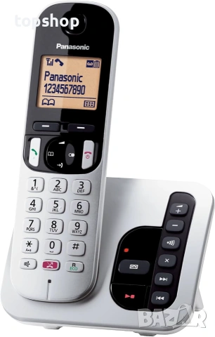 Чисто Нов Дигитален Безжичен Телефон Panasonic KX-TGC260 Сребрист с Телефонен Секретар и Блокиране..