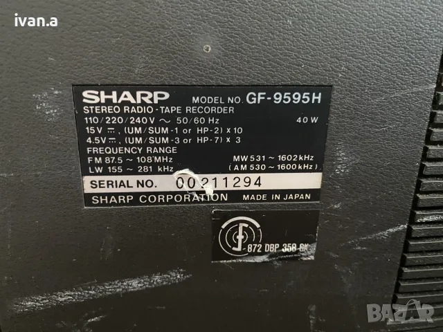 Касетофон Sharp GF-9595, снимка 6 - Радиокасетофони, транзистори - 55678187