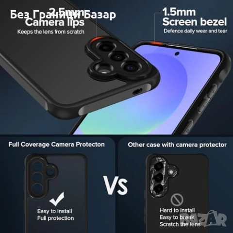 Нов черен кейс Калъф Samsung Galaxy A56 5G + 2 закалени стъкла Защита телефон Самсунг, снимка 3 - Калъфи, кейсове - 54092441