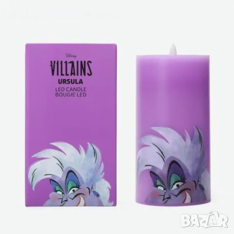 Нова Disney Villains Ursula LED свещ лилава с реалистичен пламък восъчен ефект