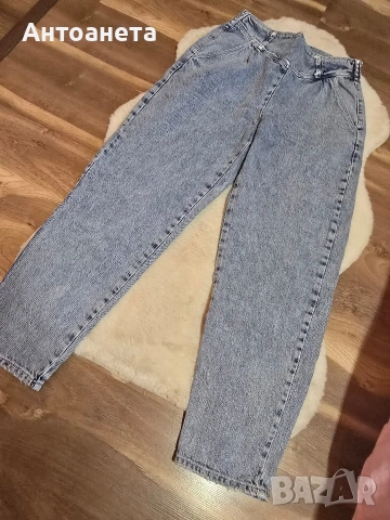 BERSHKA mom fit сини, снимка 5 - Дънки - 54542579