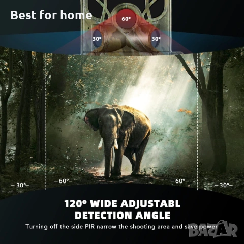 WiFi камера за проследяване 48MP 4K, Usogood ловна камера с активирано движение нощно виждане IP66, снимка 8 - IP камери - 54572647