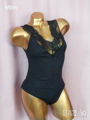 ZARA S/M Черно боди с дантела , снимка 3 - Бельо - 54480666