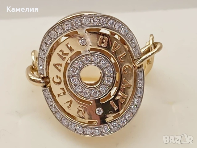 Златен пръстен с брилианти , снимка 2 - Пръстени - 54913267
