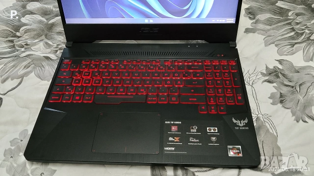 геймърски Asus tuf gaming 8ядра/4GB video/16RAM/512SSD/отлична батерия!, снимка 4 - Лаптопи за игри - 54786562