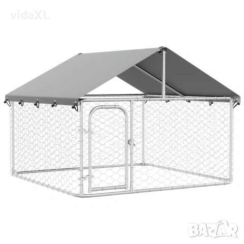 vidaXL Дворна клетка за кучета с покрив,(SKU:171498)