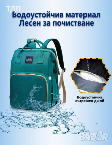 Многофункционална раница за бебешки принадлежности с разгъващо се легло, снимка 8 - Раници - 55050555