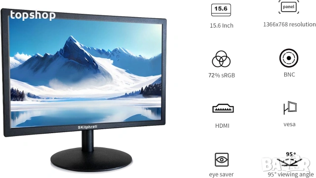 Нов мултифункционален монитор SKitphrati 15.6 инча HDMI VGA BNC USB , снимка 2 - Монитори - 54965427