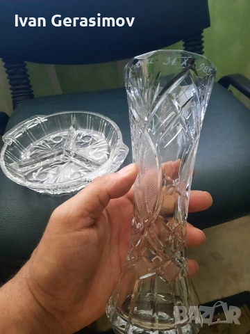 Кристална ваза и чиния за ядки , снимка 3 - Вази - 54273477
