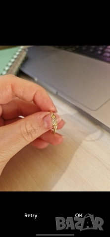 Златен пръстен (14к) с цирконии - 1.13 гр 