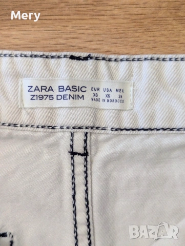 Бяла денимова пола Zara – XS (34) , снимка 3 - Поли - 54855240