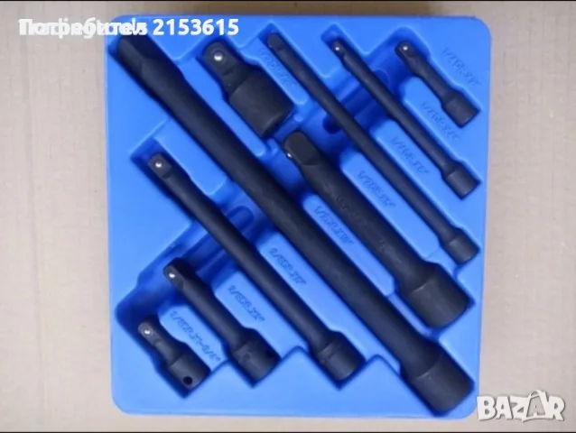 GENIUS TOOLS 9 броя 1/4 3/8 1/2 качествени гаражни черни удължители