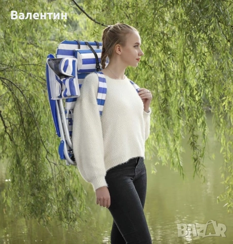Сгъваем плажен стол/шезлонг SONGMICS, снимка 6 - Градински мебели, декорация  - 55107907