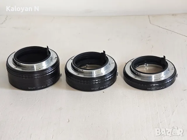 Комплект макро удължителни пръстени Asahi Pentax Auto Extension Tubes, байонет Pentax K, снимка 3 - Чанти, стативи, аксесоари - 55525801