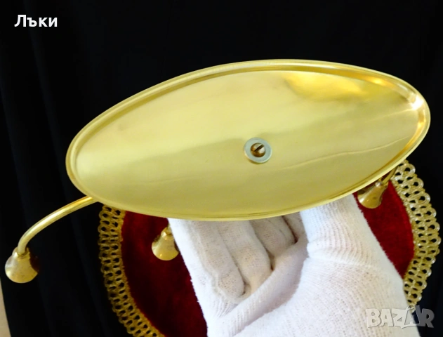 Позлатен четворен свещник от месинг., снимка 4 - Антикварни и старинни предмети - 54151419