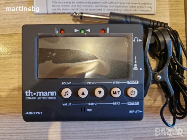 Метроном и хроматичен тунер за китара, бас бас, укулеле и цигулка Thomann CTM-700