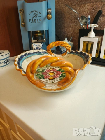 Ceramica maiolica Антикварна фруктиера , снимка 3 - Антикварни и старинни предмети - 54660309