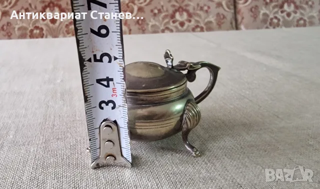 Винтидж посребрен съд за горчица, снимка 9 - Прибори за хранене, готвене и сервиране - 55326854