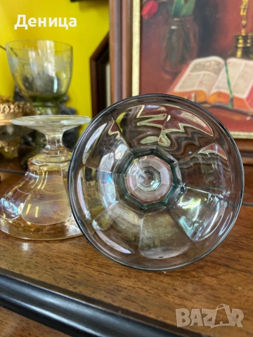 Чаши за двама♥️ Италианско художествено стъкло от Empoli.   Произведени са в района на Емполи, Итали, снимка 7 - Чаши - 54117628