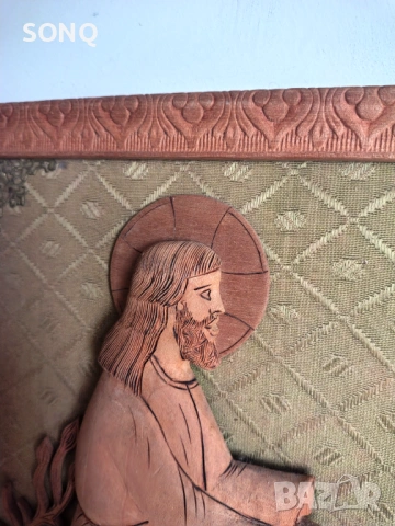 Прекрасна Стара Икона Дърворезба Исус Христос Добрия Пастир, снимка 2 - Икони - 54020199
