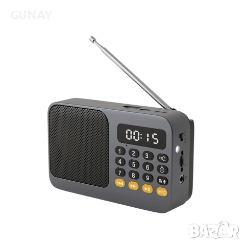 Преносимо FM Радио с Bluetooth, MP3 плейър, USB, TF, LED дисплей и силен говорител