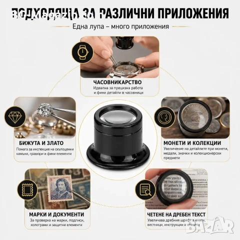 Мощна увеличителна часовникарска лупа за глава око глава 10X за работа бижута ремонт професионална, снимка 6 - Други инструменти - 50921262