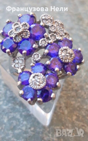 Сребърен /925 /пръстен с Танзанити , снимка 2 - Пръстени - 54347988