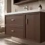 Луксозен комплект шкаф за баня от масивно дърво с LED огледало и златисти акценти - 2806, снимка 3