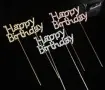 Happy Birthday метален с камъни златист топер надпис украса за торта рожден ден, снимка 5