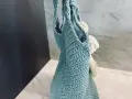 Ръчно изплетена на една кука лятна чанта с хастар и украсена с 3D цвете и пискюл, снимка 5