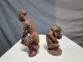 Африкански дървени фигури Барабанист и Маймунка, снимка 3