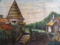 АРГИР МАНАСИЕВ картина "Селски пейзаж" пастел 1980 г, снимка 2