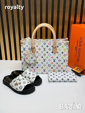 Louis Vuitton Нов Стилен Дамски Комплект Чехли Чанта Различни Модели Луи Витон , снимка 7 - Чехли - 55030890