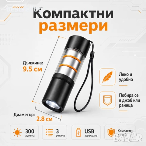 Водоустойчив мини ръчен фенер къмпинг лампа 300 лумена риболов палатка, снимка 5 - Къмпинг осветление - 46855250