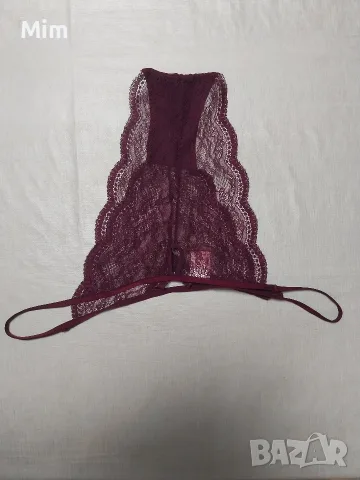 Hunkemoller 2XL Дантелена изрязана бикина в цвят бордо , снимка 7 - Бельо - 55550409