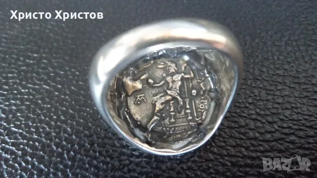 Сребърен масивен мъжки пръстен в изящен антечен стил, снимка 3 - Пръстени - 55539044