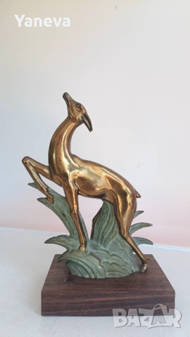 Vintage, бронзова,  френска статуетка на антилопа в стил Арт деко от 1930 г., снимка 5 - Статуетки - 54135332