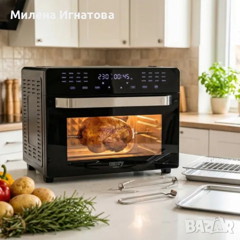 Многофункционален фритюрник с горещ въздух 30L - Мощна 2200W фурна с конвекция, 24 програми, снимка 2 - Фритюрници - 55564156