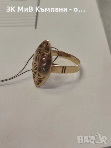 Златен пръстен бадем 14к 3.74гр 57размер , снимка 3 - Пръстени - 54214517