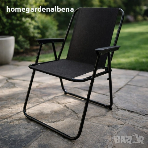 Сгъваем градински стол 53x59x76 см – прахово боядисана стомана, сив или черен